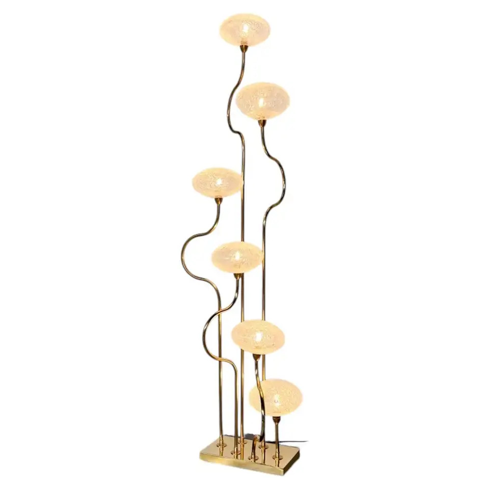 Contemporary Floor Lamp, Brass and Glass, Italy | 1stDibs