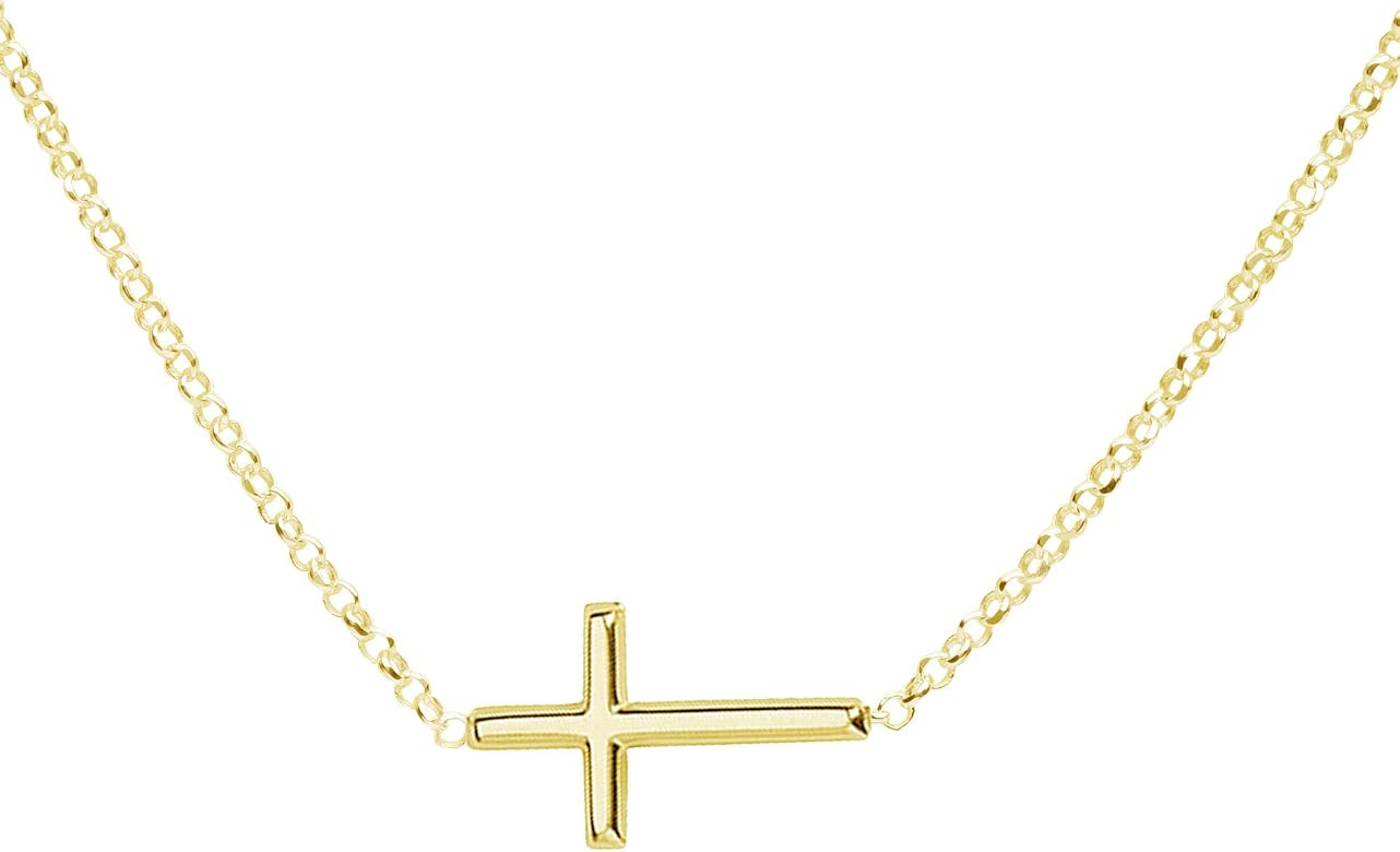 Cherished Moments 14K Gold-Plated or Sterling Silver First Communion Sideways Horizontal Cross Ne... | Amazon (US)
