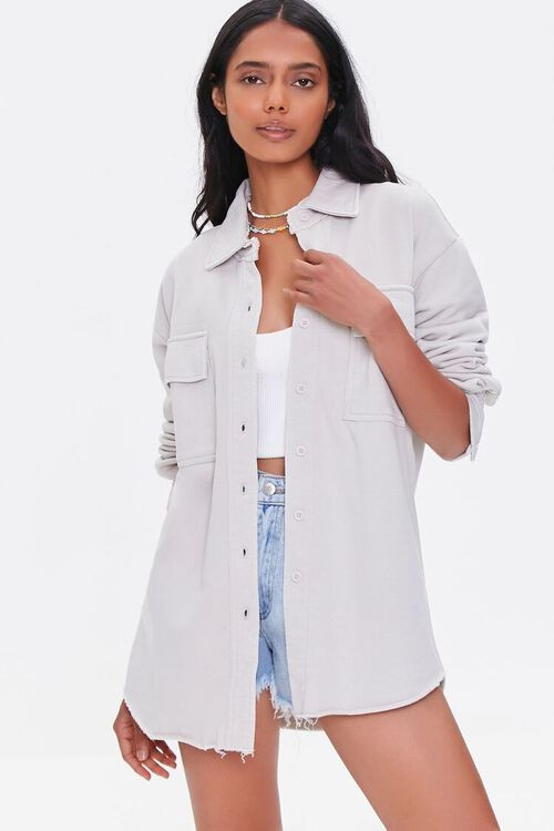 French Terry Dolphin-Hem Shacket | Forever 21 (US)