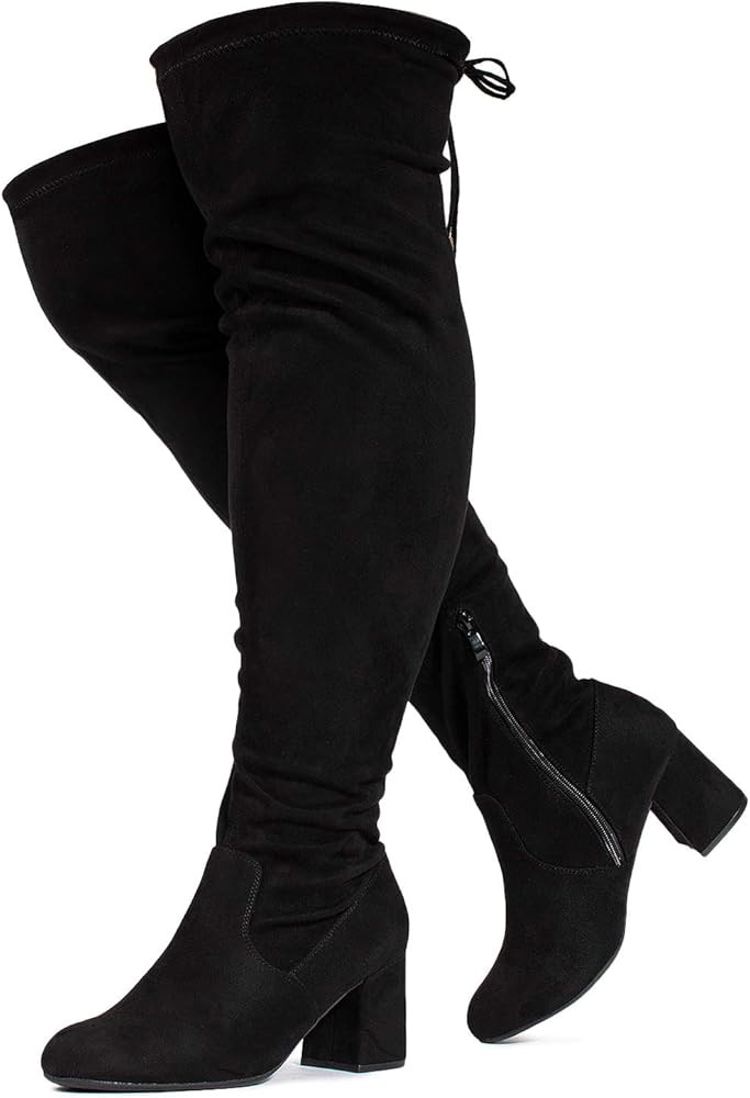 RF ROOM OF FASHION Women's Wide Calf Wide Width Block Heel Stretchy Over The Knee Boots - Plus Si... | Amazon (US)