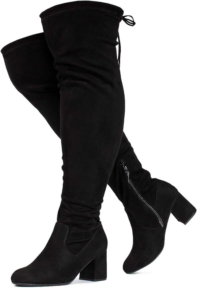RF ROOM OF FASHION Women's Wide Calf Wide Width Block Heel Stretchy Over The Knee Boots - Plus Si... | Amazon (US)