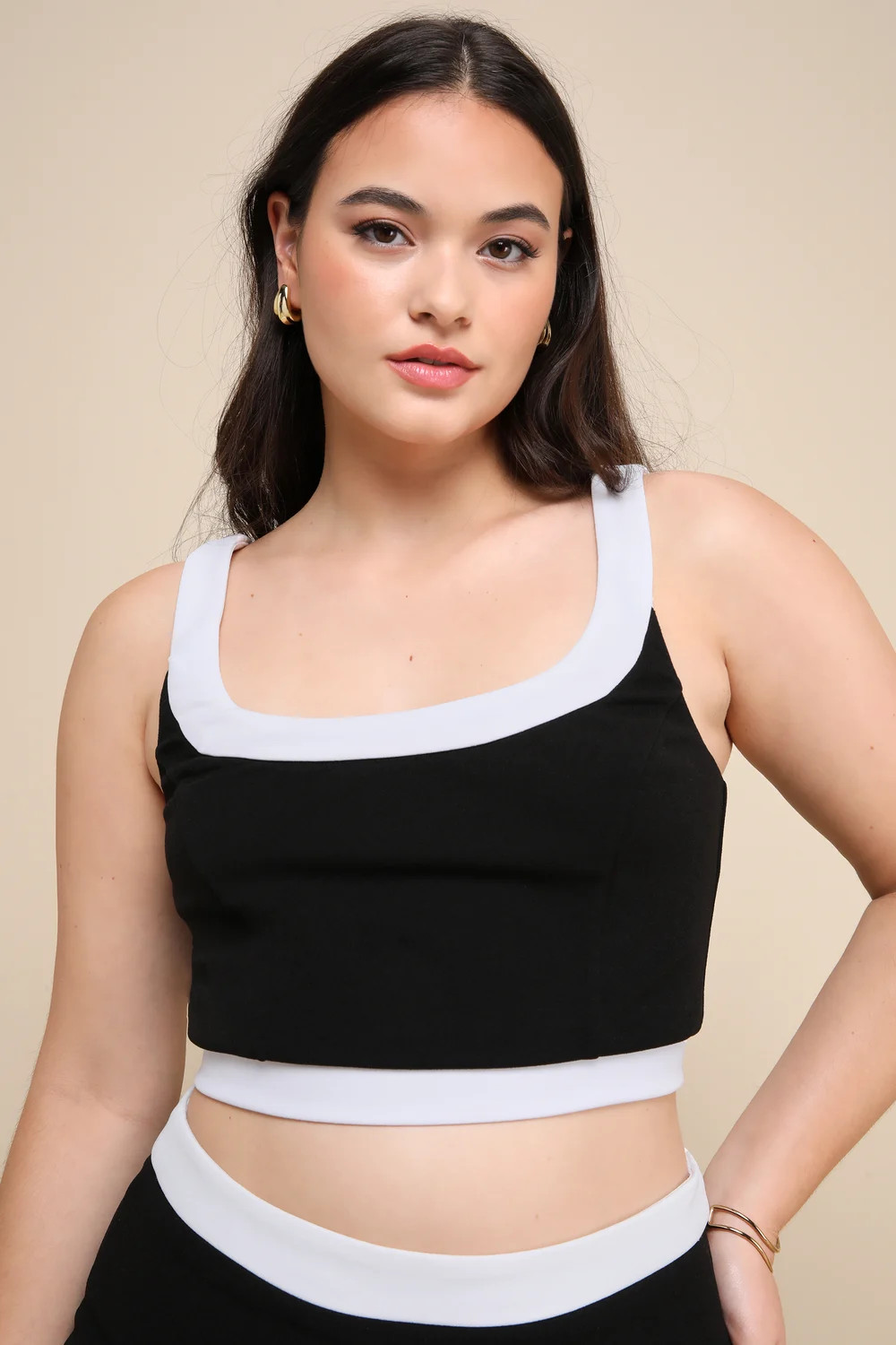 Totally Sensational Black Color Block Sleeveless Crop Top | Lulus