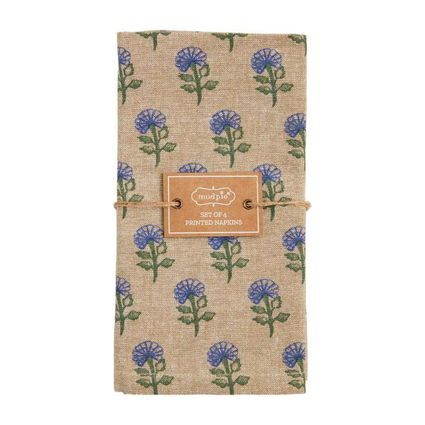 Green Floral Cloth Napkins | Mud Pie