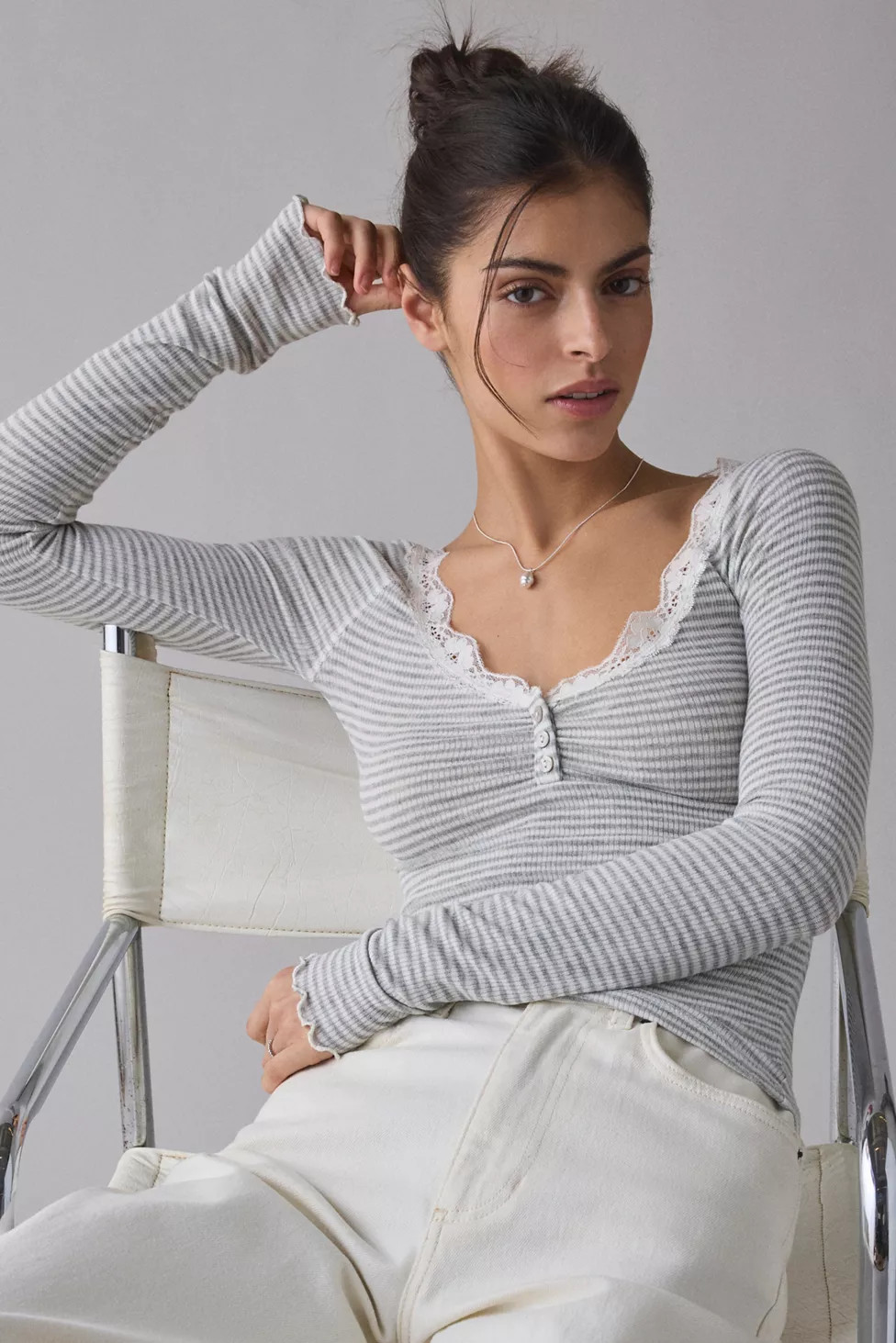 Out From Under Diana Layering Lace-Trim Henley Top | Urban Outfitters (US and RoW)