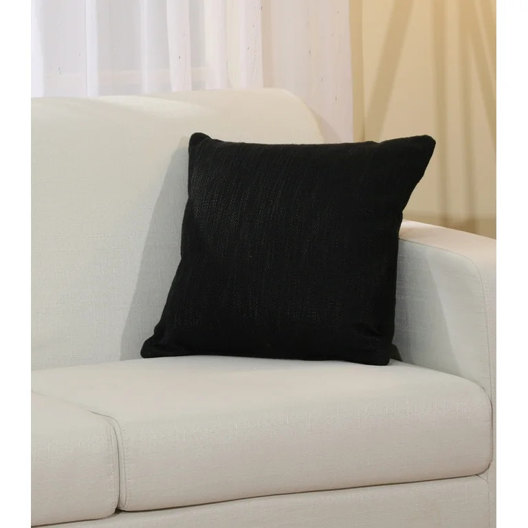 Mainstays Solid Texture Polyester Square Decorative Throw Pillow, 18" x 18", Black | Walmart (US)