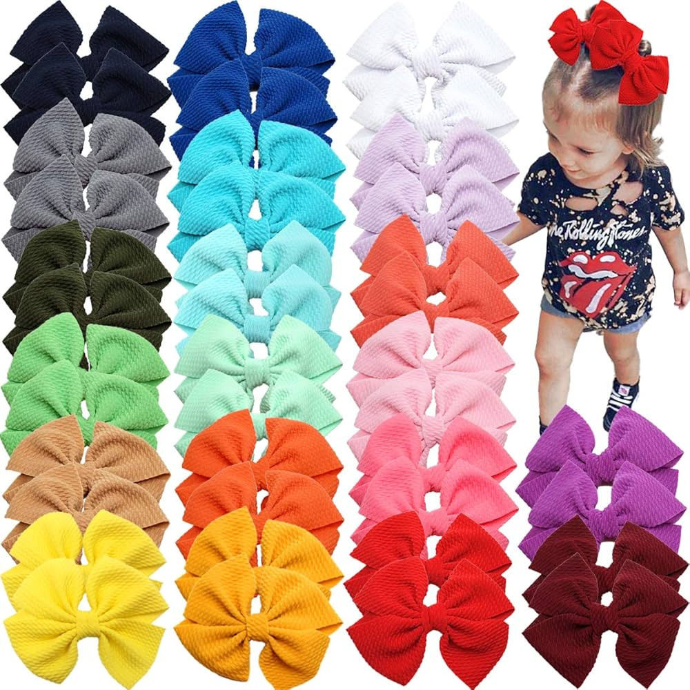 CÉLLOT 40 Pieces 4" Hair Bows Alligator Hair Clips for Baby Girls Toddlers Children Photographic... | Amazon (US)