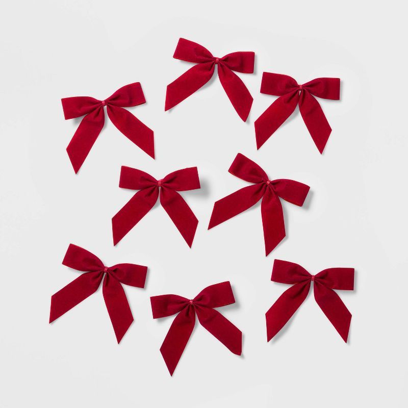 8ct 4.5in Velvet Christmas Bow Red - Wondershop&#8482; | Target
