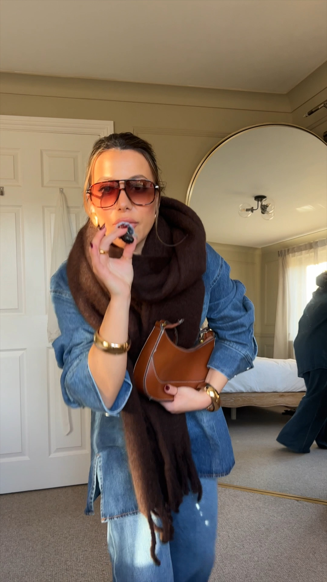 Denim on Denim 
I’m 5’2 and a little bit and normally wear a size 6 or XS
Shirt - S
Trousers - 6

#LTKmodest #LTKworkwear #LTKuk