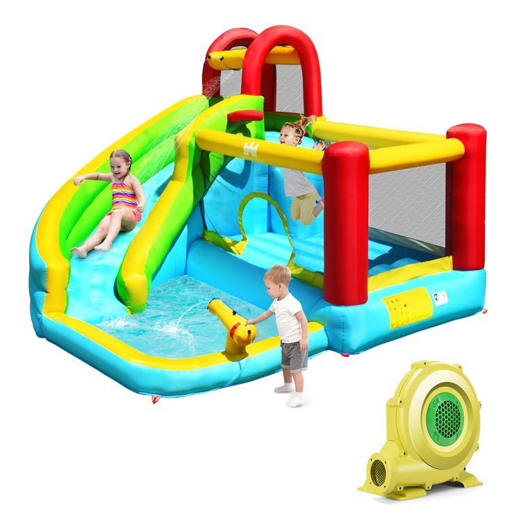 Costway Inflatable Kids Water Slide Jumper Bounce House Splash Water Pool W/ 735W Blower | Target