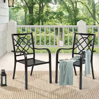 Suncrown Stacking Metal Outdoor Patio Dining Chair (2-Pack) HD-F13B128 - The Home Depot | The Home Depot