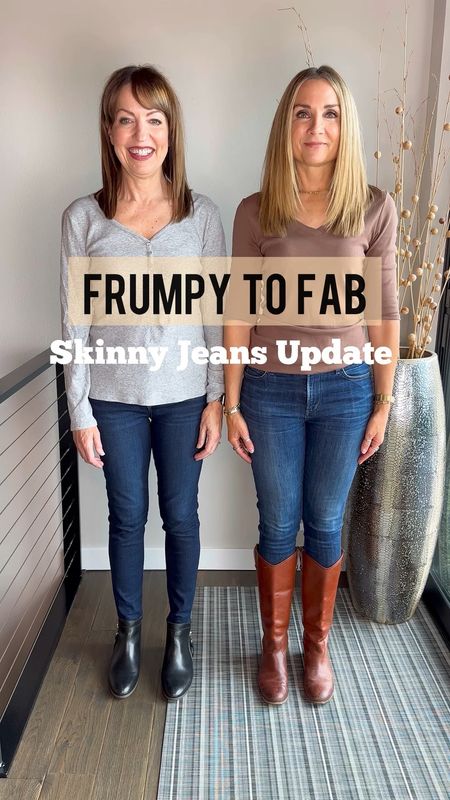 Just a few tweaks take our outfits from Frumpy to Fab!🤗🤗 Update your skinnies with straight leg jeans and cool booties! (Our @levis Wedgie jeans are on sale @kohls for less than $60.00!)
Also, our @topshop sweaters are are so nice we bought them twice! They’re super soft, and we love the pops of color!💙🧡
How To Shop:🛍️🛍️
1️⃣ Comment “Links” for links to our outfits sent to your DM’s! 
2️⃣ Click the link in our bio to shop from the @shop.ltk app or from lastseenwearing.com! 
3️⃣ Links to our outfits will be in our stories for 24 hours! 

Levi’s Wedgie jeans, straight leg jeans, Topshop sweater, Dolce Vita, white booties, Schutz booties, fall outfit, fall sweater, blue sweater, orange sweater 

#LTKsalealert #LTKstyletip #LTKover40