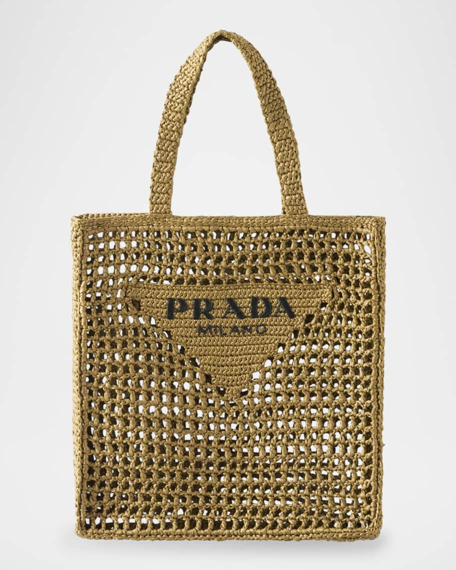 Prada Logo Crochet Tote Bag | Neiman Marcus