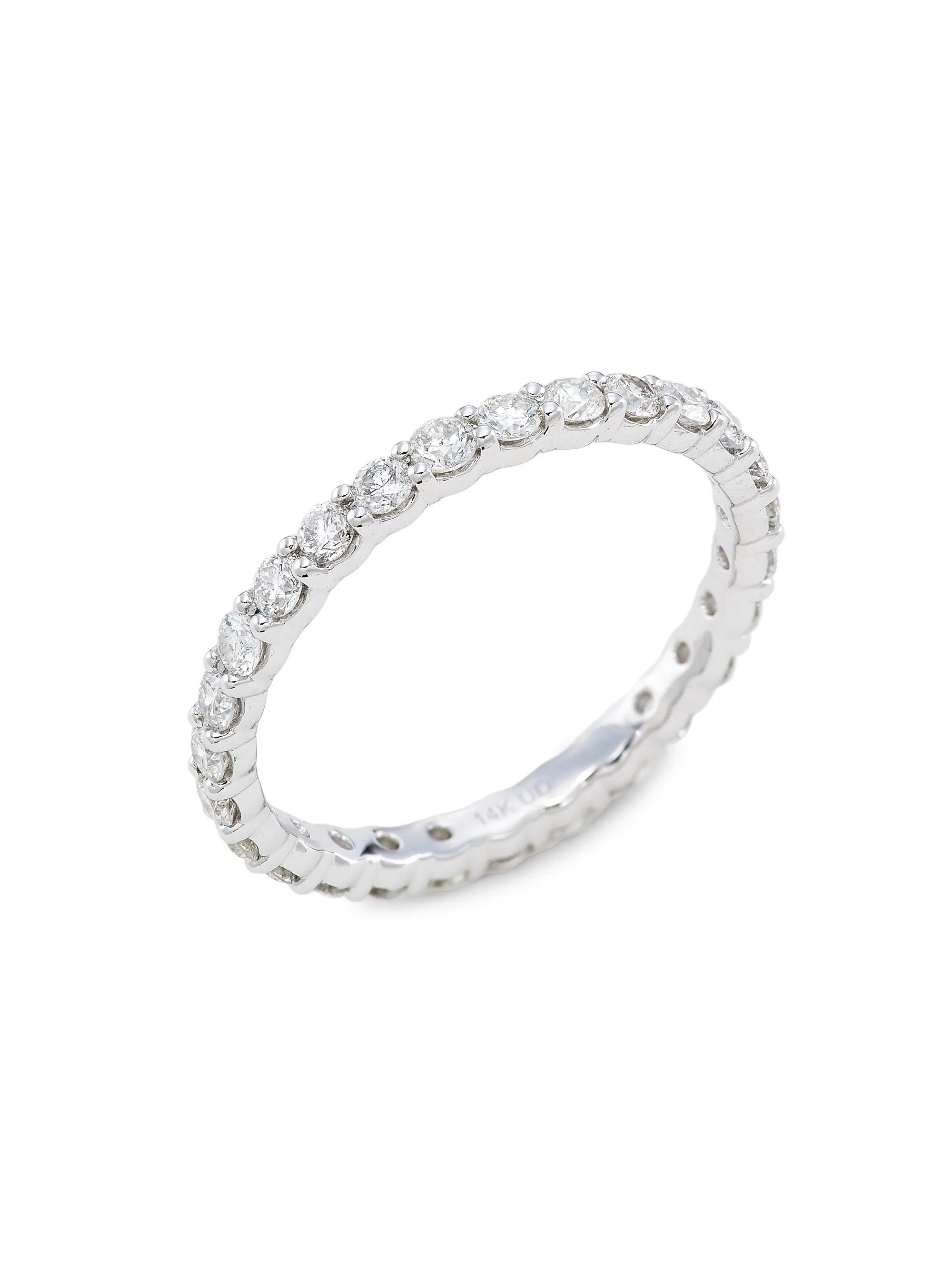 14K White Gold & 1 TCW Diamond Eternity Band | Saks Fifth Avenue