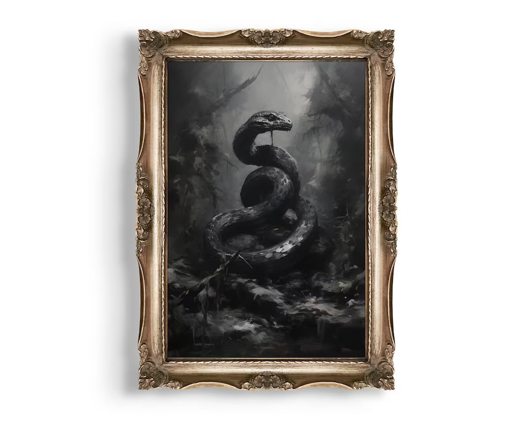 Black Snake | Dark Cottagecore Wall Art, Goth Decor, Gothic Home Decor, Moody Wall Art, Dark Acad... | Etsy (US)