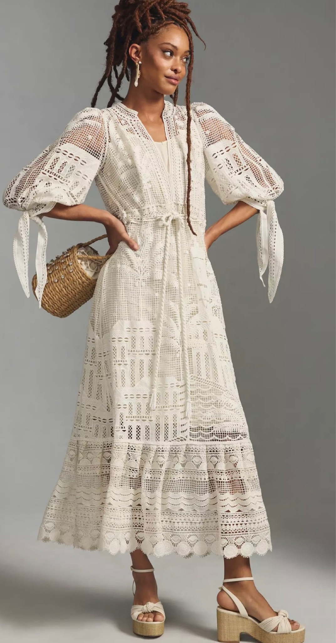 morada boa guipure lace maxi dress Farm Rio Morada Boa Guipure Maxi Dress
