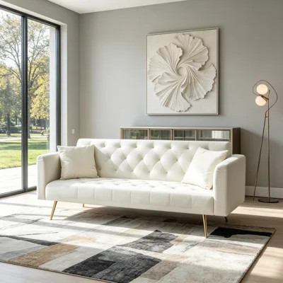 71-inch Convertible Velvet Loveseat Sofa Bed with Adjustable Back | Wayfair North America