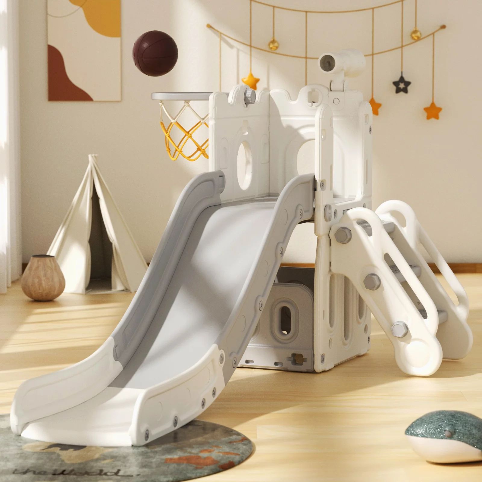 KORIMEFA Toddler Slide Set, Kids Slide with Basketball Hoop, Baby Climber Playset Outdoor Indoor ... | Walmart (US)