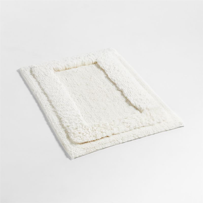 Raffee White Fluffy Cotton Bath Mat + Reviews | Crate and Barrel | Crate & Barrel