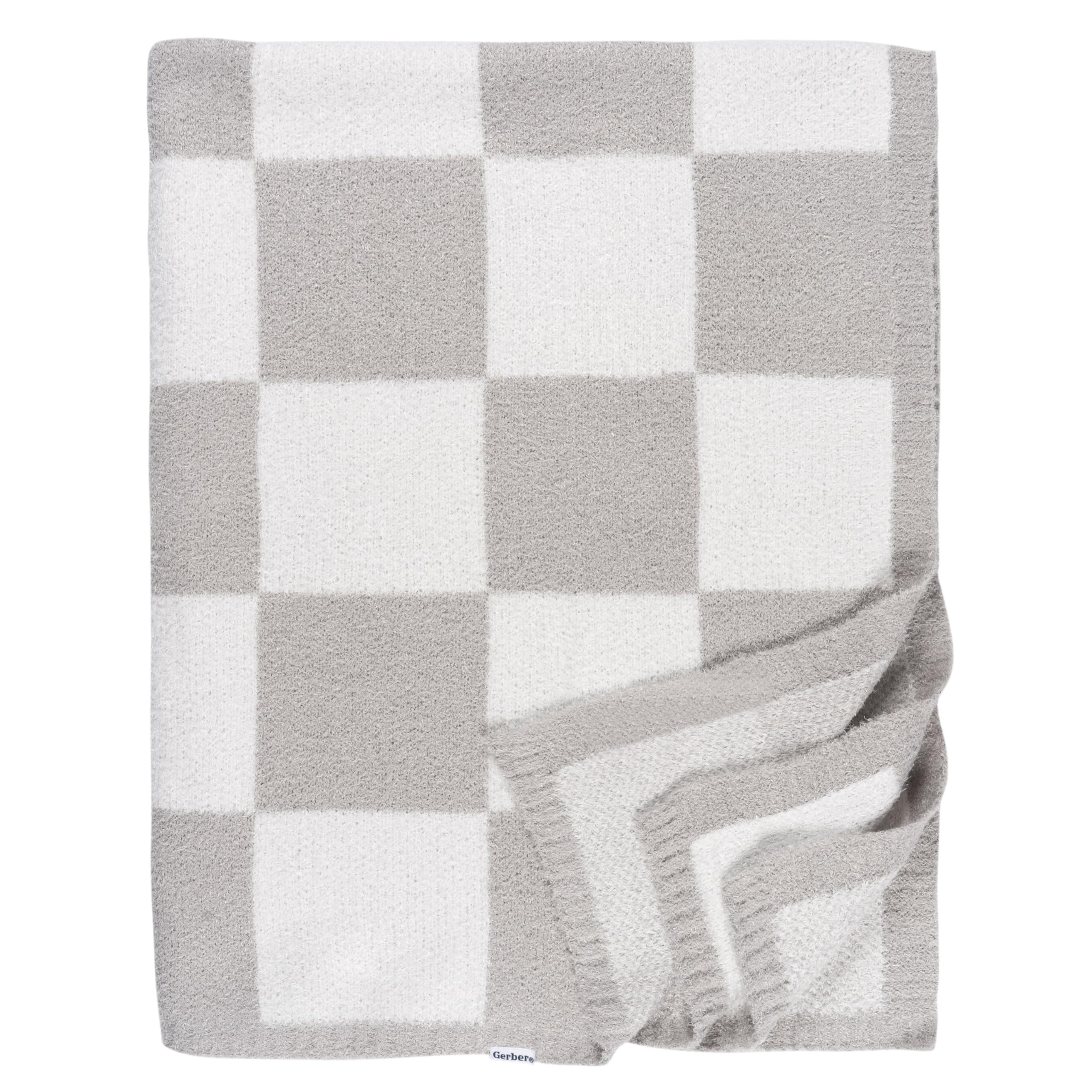 Gerber Unisex Baby Cozy Soft Silky Mink Checkerboard Grid Blanket, Tan Check, One Size | Amazon (US)