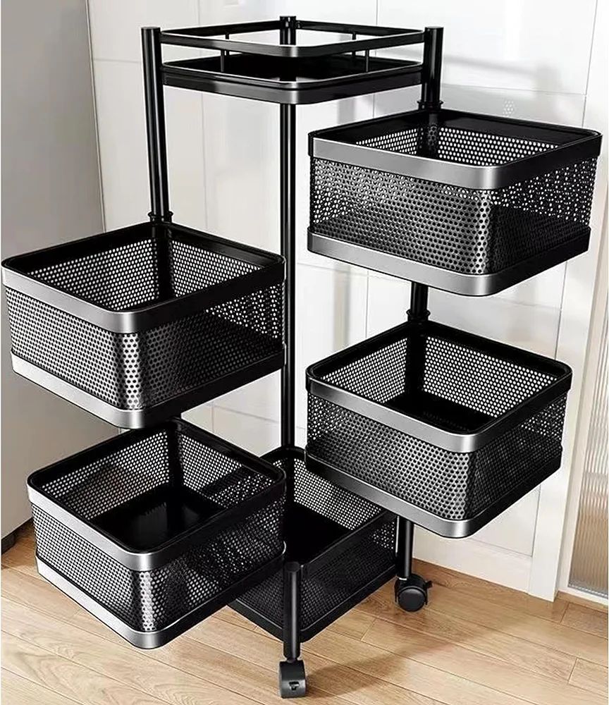 Boncun Rotating Storage Shelves Rack for Kitchen vegetable Storage Organizer Fruit Basket floor s... | Amazon (US)