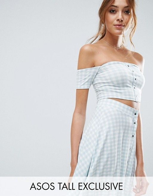 ASOS TALL Button Through Gingham Crop Top Co-ord | ASOS US