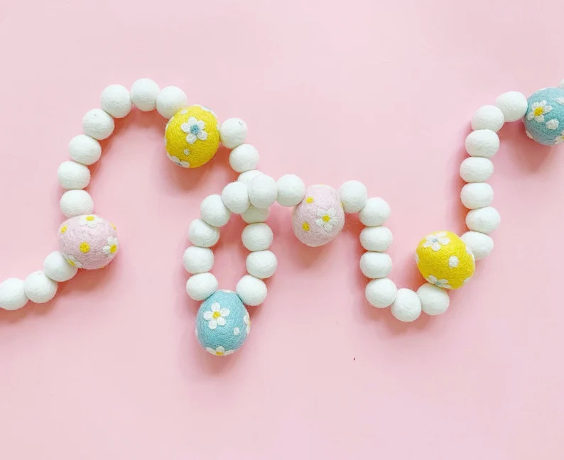Easter Flowers Felt Ball Garland, Bunting, Banner - Easter, Spring - READY TO SHIP!! | Etsy (US)