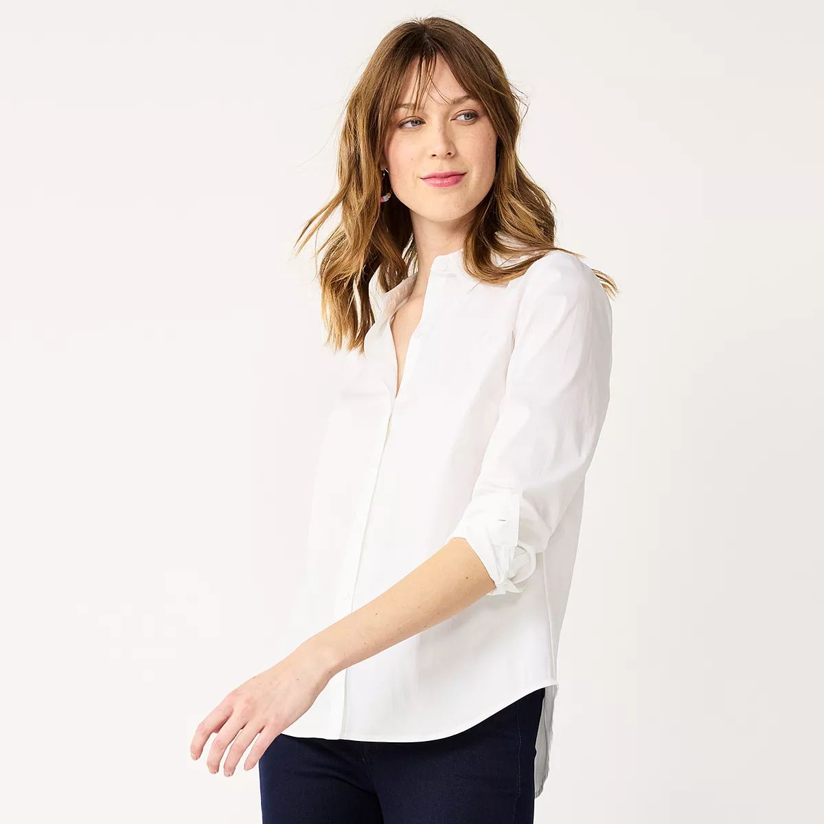 Women's Nine West Long Sleeve Structured Button-Down Shirt | Kohl's