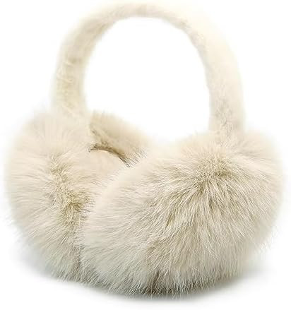 Women Winter Ear Muffs Fluffy Faux Fur Earmuffs Foldable Ear Warmer Girls Soft Ear Covers | Amazon (US)