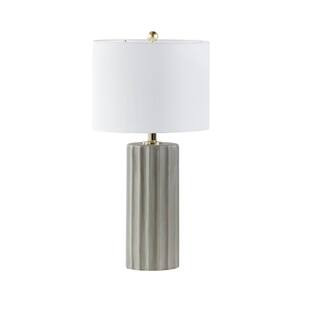 Glendale 27 in. Grey Ribbed Ceramic Table Lamp | The Home Depot