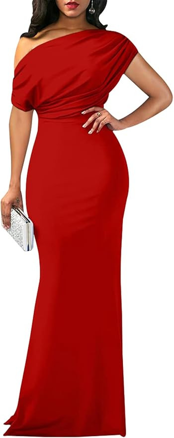 shengfan Formal Evening Dress for Women Elegant 2024 Sexy Off Shoulder Ruched Wedding Guest Bodyc... | Amazon (US)