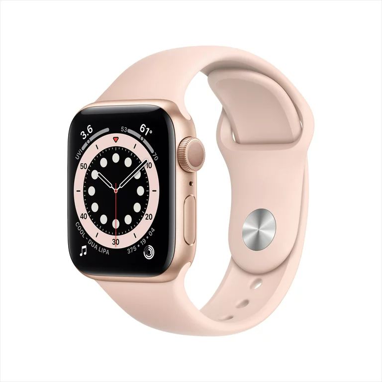 Apple Watch Series 6 GPS, 40mm Gold Aluminum Case with Pink Sand Sport Band - Regular | Walmart (US)