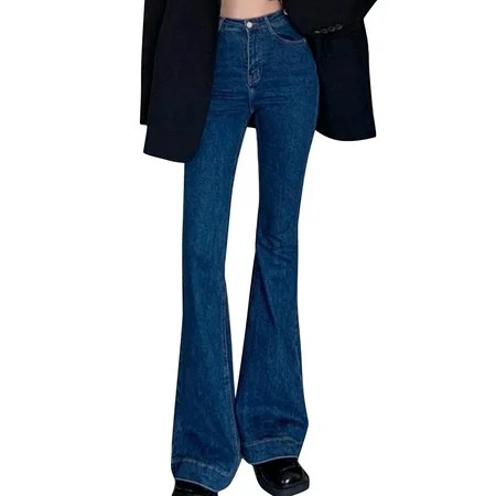 njshnmn Women s High Waisted Flare Jeans High Waist Flare Jeans Loose Pocket Pants Stretch Jeans | Walmart (US)