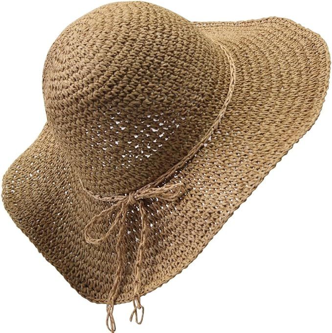 Womens Fashion Summer Straw hat Sun hat Folding Travel Beach Cap | Amazon (US)
