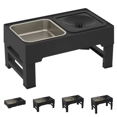 Dog Bowls, Stainless Steel Elevated Feeding Station with Slow Feeder - Adjustable Heights Raised Bowls for Dogs Cats, Black | Target