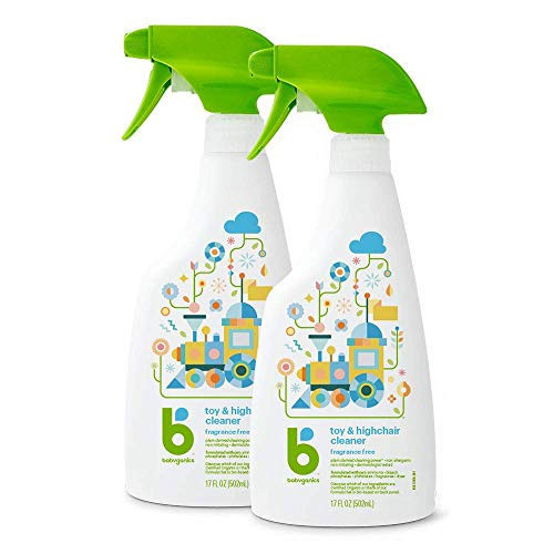 Babyganics Toy & Highchair Cleaner Spray, Fragrance Free, 17oz Spray Bottle, Made without ammonia, bleach, phosphates, phthalates or dyes, Pack of 2. | Amazon (US)