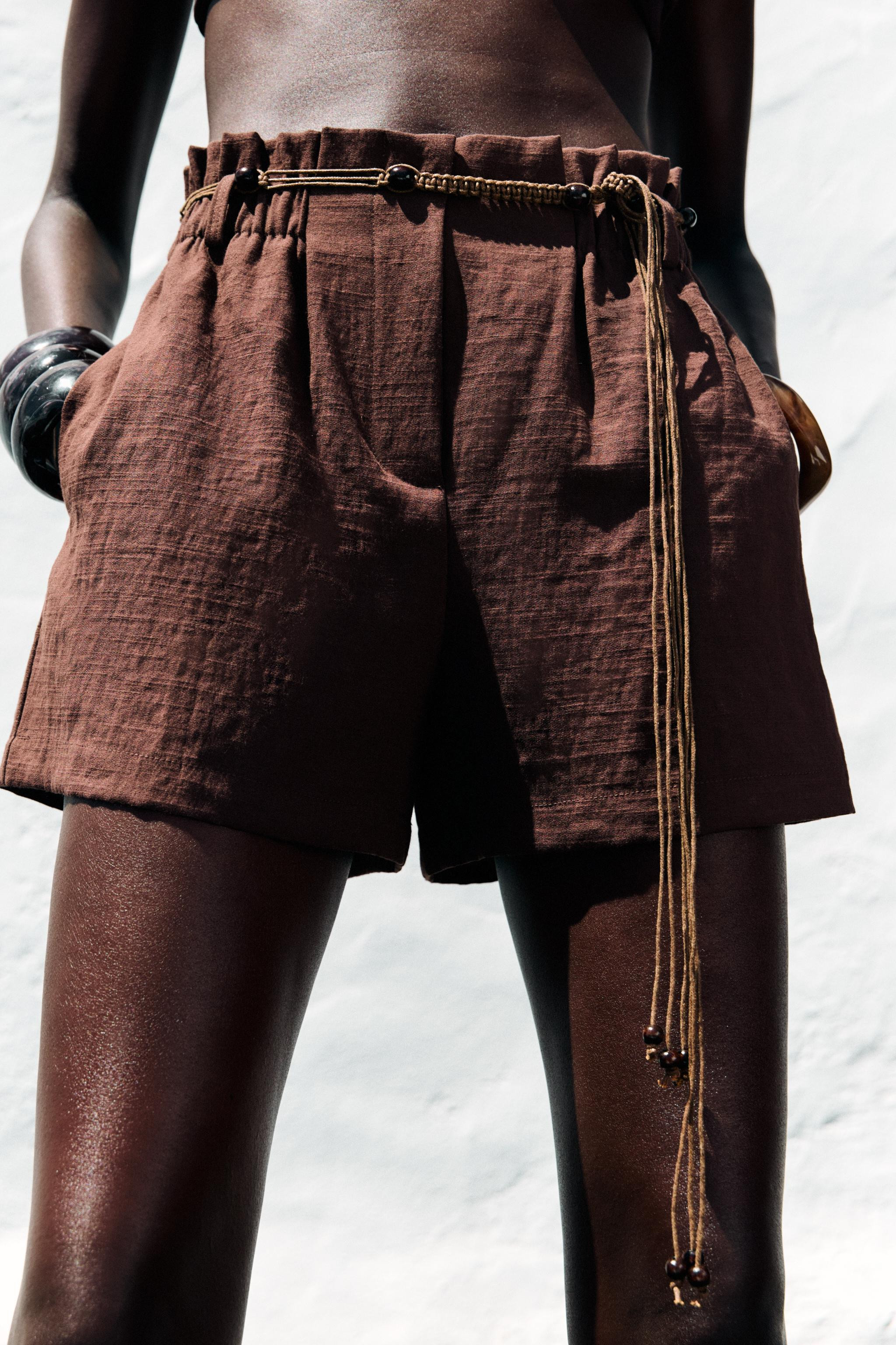 BEADED BELT BERMUDA SHORTS | Zara UK