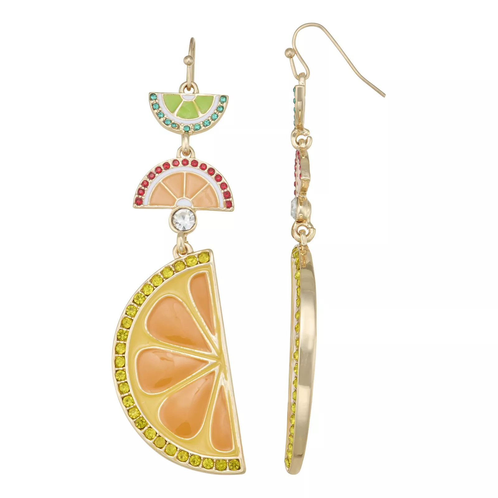 Gold Tone Citrus Slices Drop Earrings, Women's, Orange | Kohl's