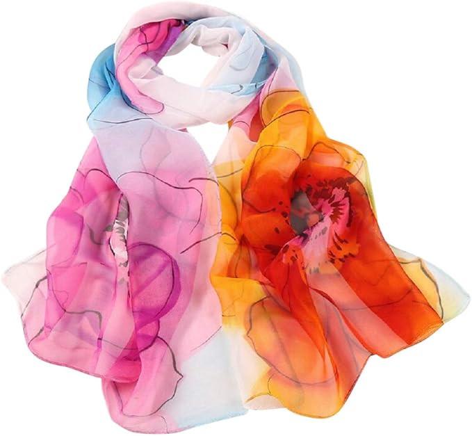 The Crafty Owl Sheer Floral Chiffon Scarves and Shawls for Adults | Amazon (US)