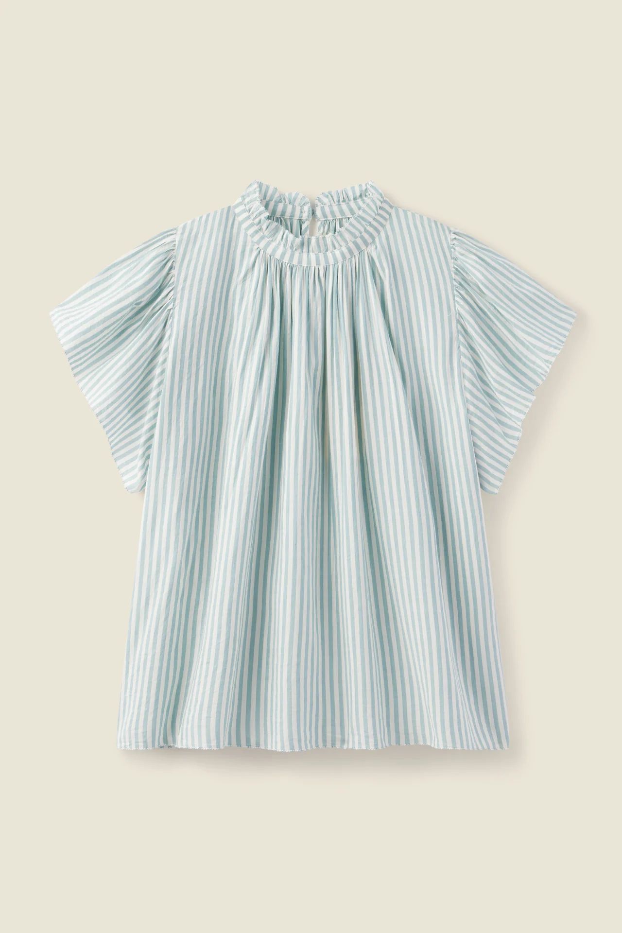 Carla Highneck Shirt Aquifer Stripe | TROVATA