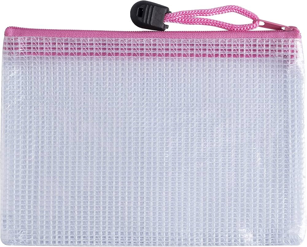 Pack of 12 A6 Pink PVC Mesh Zip Bags | Amazon (UK)