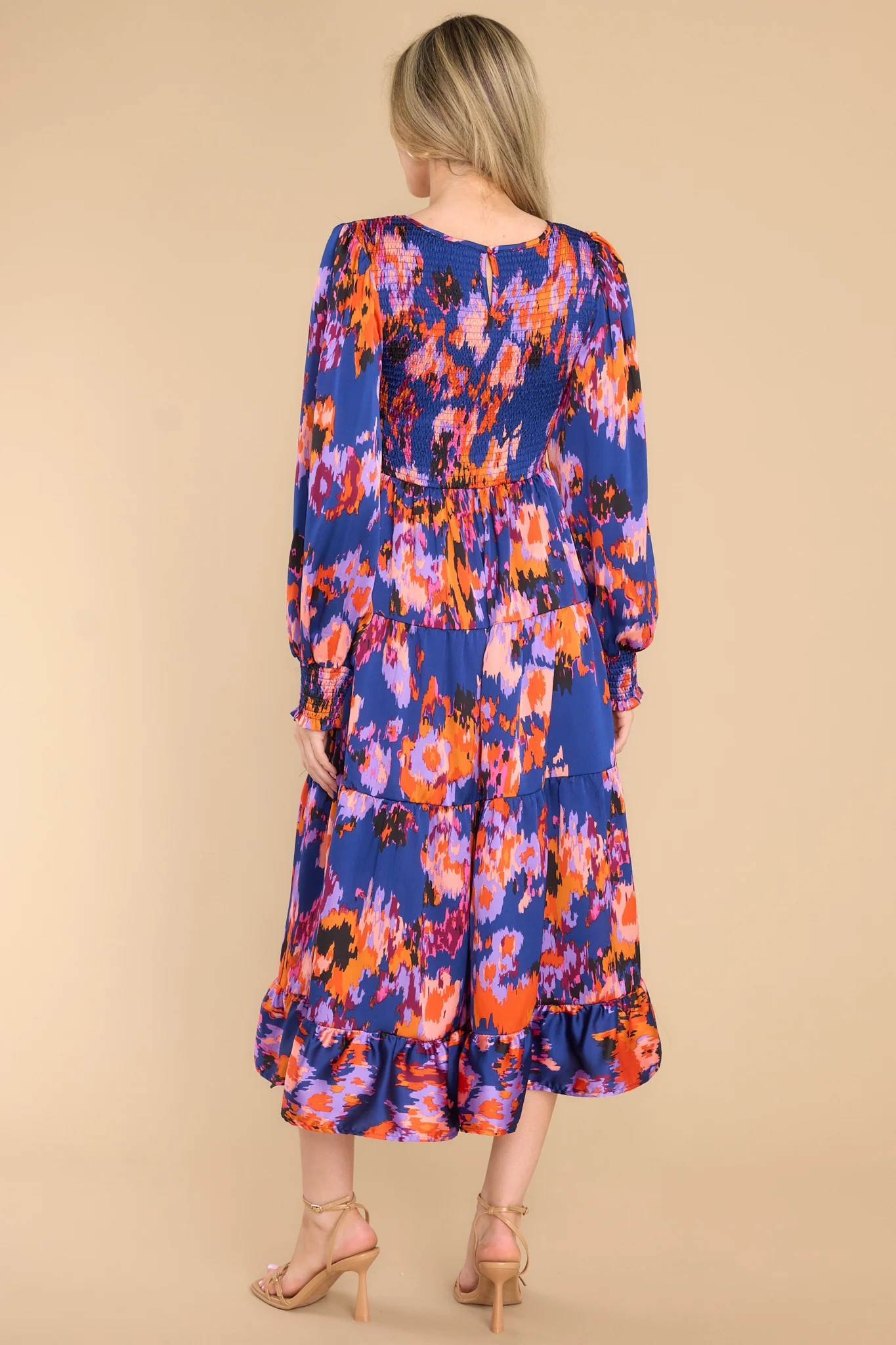 So Suddenly Navy Print Midi Dress | Red Dress 