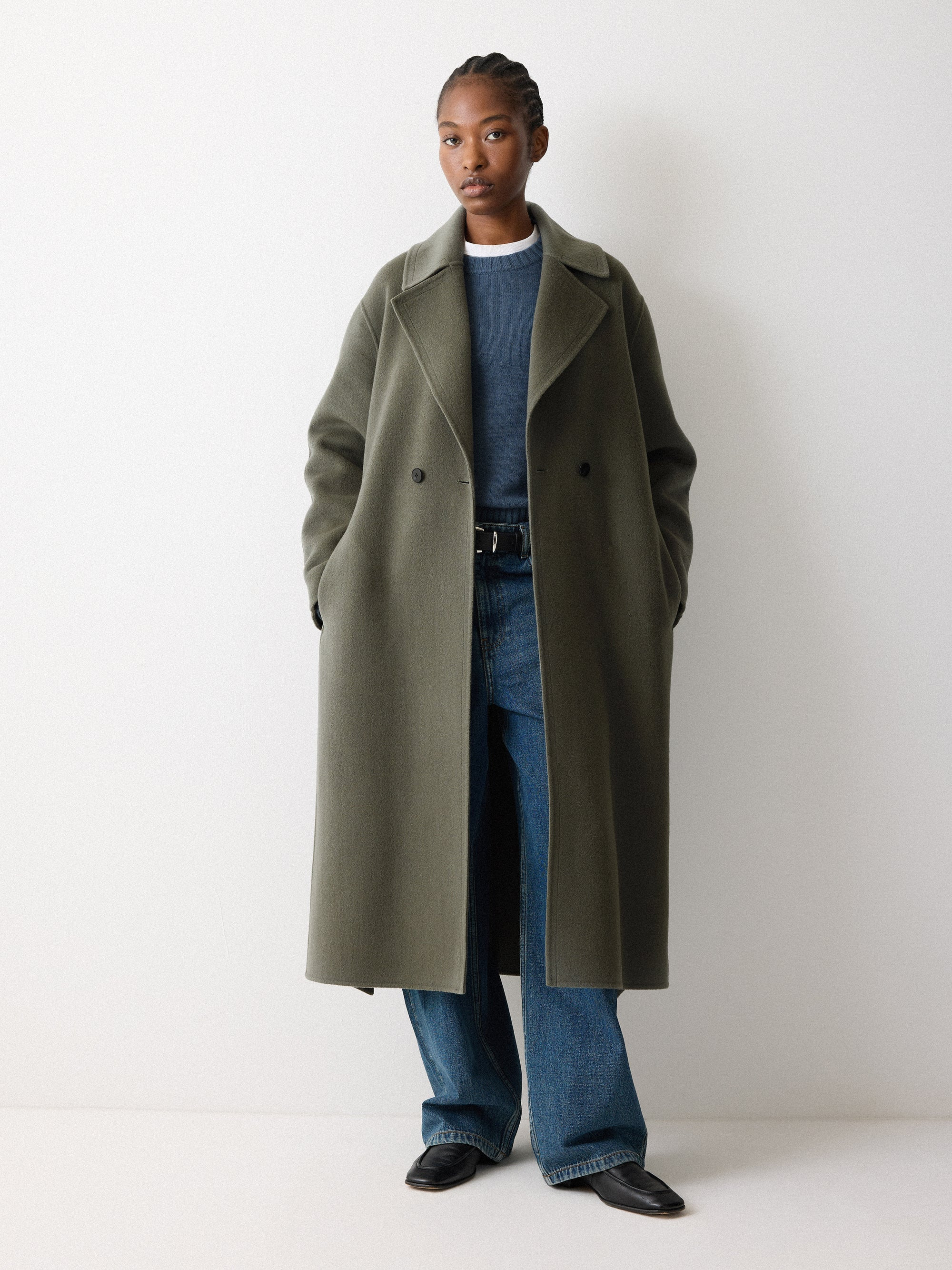Double Faced Wool Wrap Coat | Green | Jigsaw (UK)