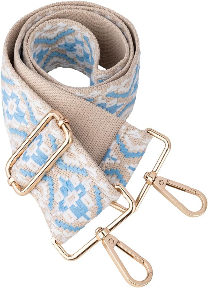 Dsigo Purse Strap, 2" Wide Gold Buckle Embroidery Crossbody Shoulder Strap for Bag Handbag Canvas... | Amazon (US)