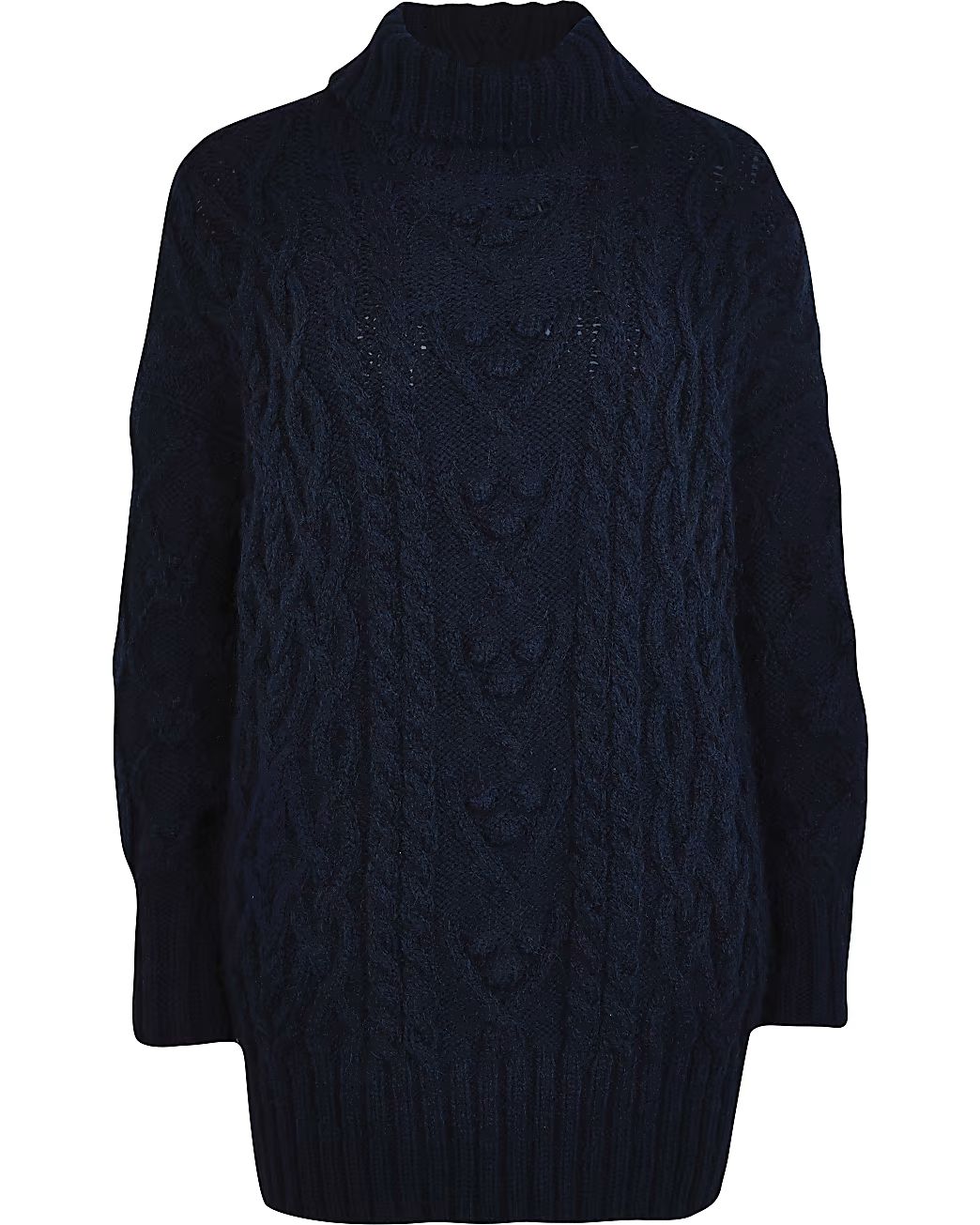 Navy chunky cable knit jumper | River Island (UK & IE)