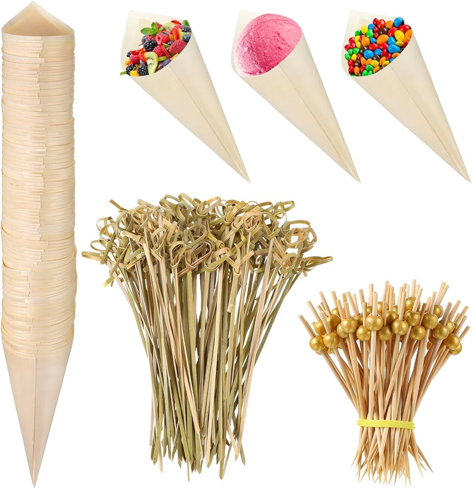 Queekay 300 Pcs Charcuterie Cones Gold Pearl Cocktail Picks and Charcuterie Sticks for Appetizers... | Amazon (US)