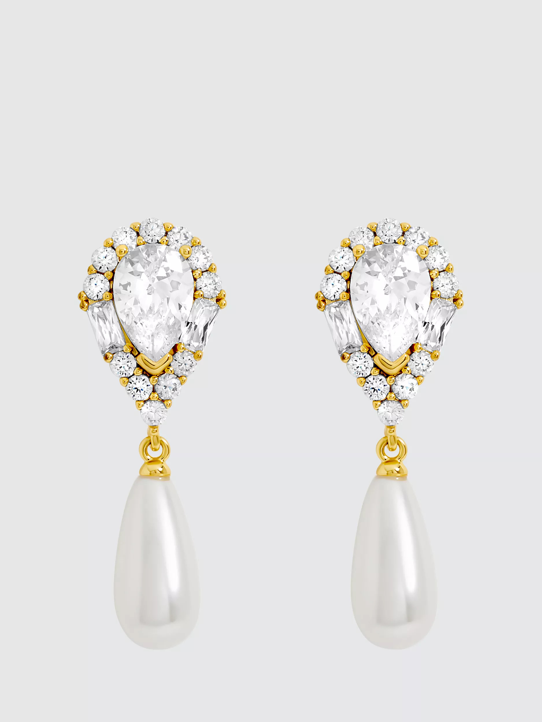 Jon Richard Crystal and Pearl Drop Earrings, Gold | John Lewis (UK)