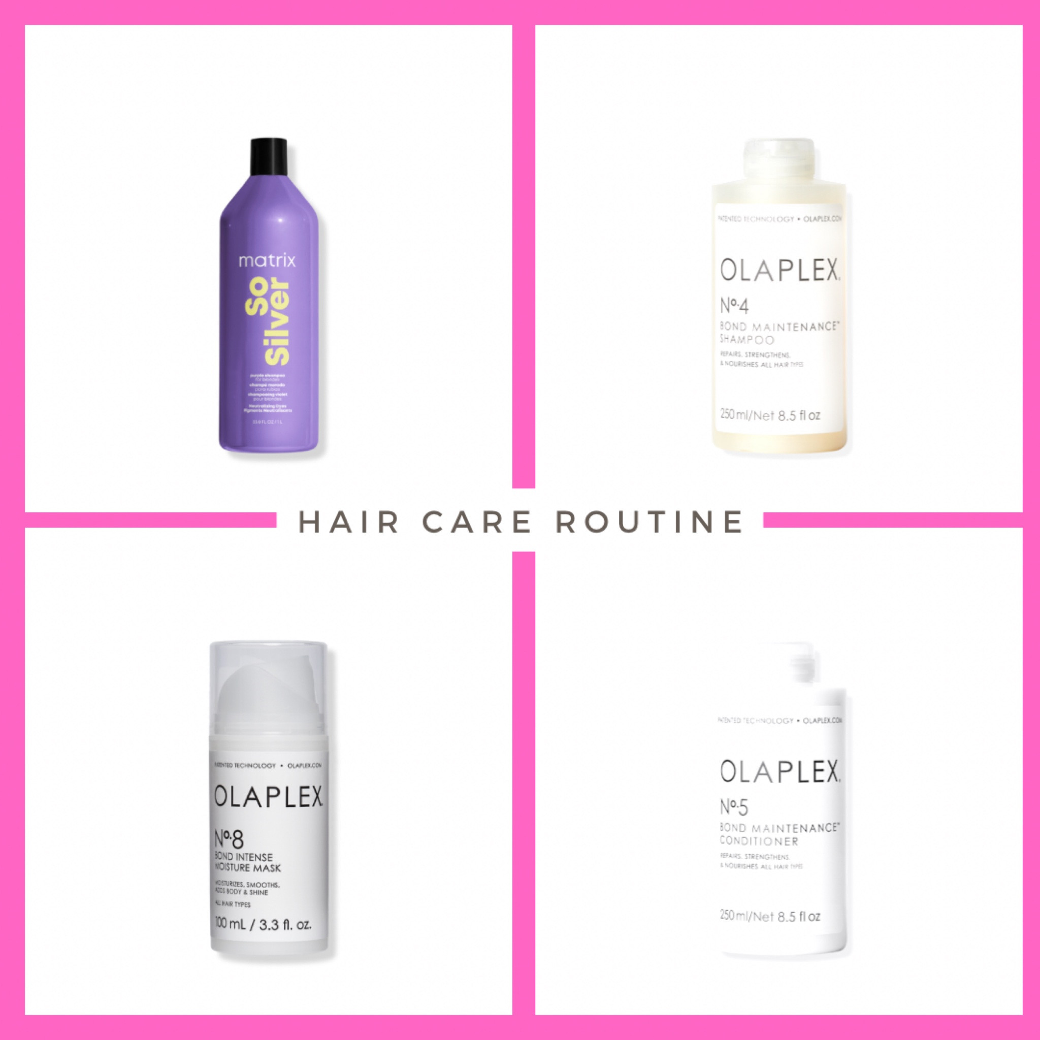 My shower routine! I wash once a week to maintain my color. Not shown is the Clenditioner that I use once a month, I have that linked below! I mix the Olaplex shampoo with the Matrix purple shampoo and then follow with conditioner and the mask for last! 

#LTKbeauty #LTKunder50 #LTKstyletip