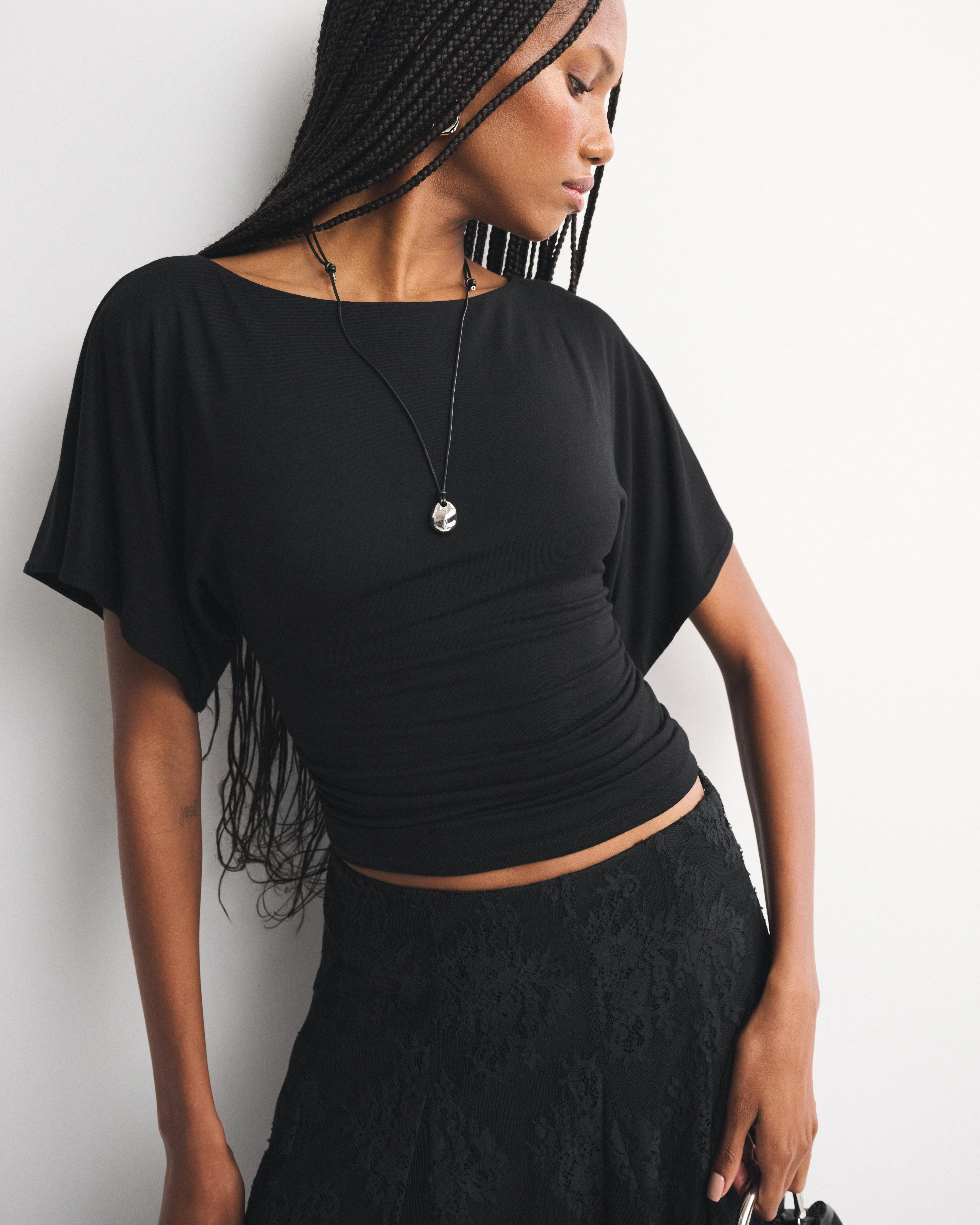 Super Soft Flutter Sleeve Slash Top | Abercrombie & Fitch (US)