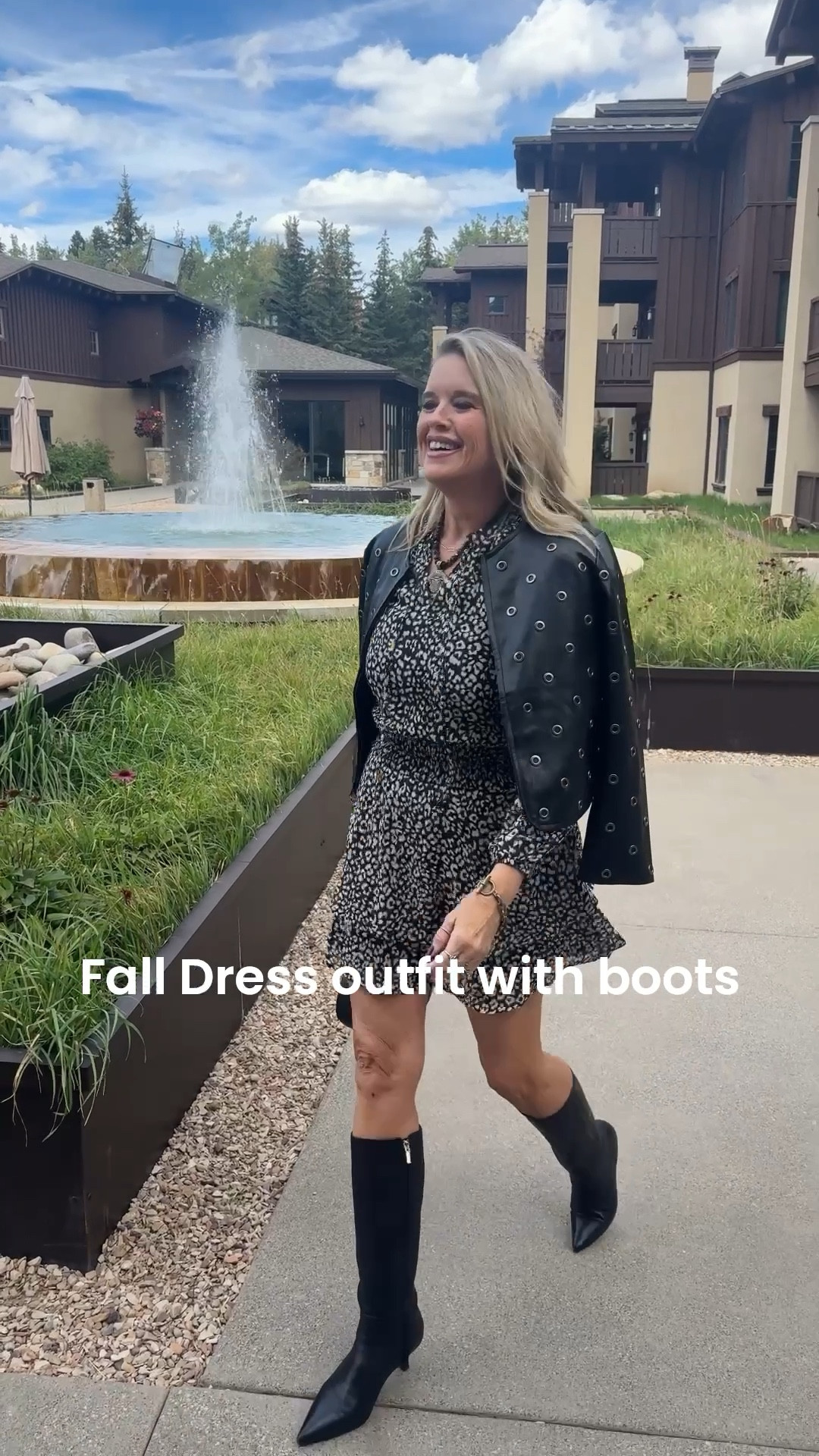 Fall outfit Dress outfit inspiration✔️ With Boots✔️

Dress by Gibson look
Fits tts I am in a small,
Smocked waist line, long sleeve, ruffle bottom, fully lined and small ruffle detail on shoulders

Save 10% off with code: DARCY10 

Styled with Lysse- liquid leather jacket with grommet detail, fits tts in a small
So buttery soft, and very chic w

Frankie four leather kitten heel boots with a point tts in a 8

Leather black little kidney shaped bag- Chicos 

Jewelry French Kande (sorry can’t link) but

#LTKOver40 #LTKStyleTip #LTKNYFW
