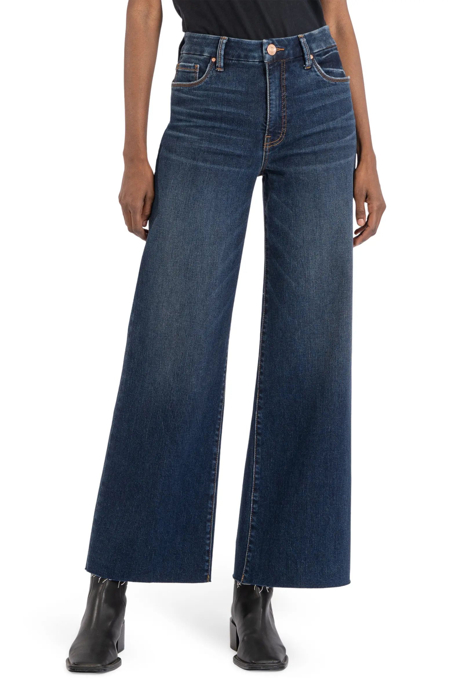 Meg Fab Ab Raw Hem High Waist Ankle Wide Leg Jeans | Nordstrom